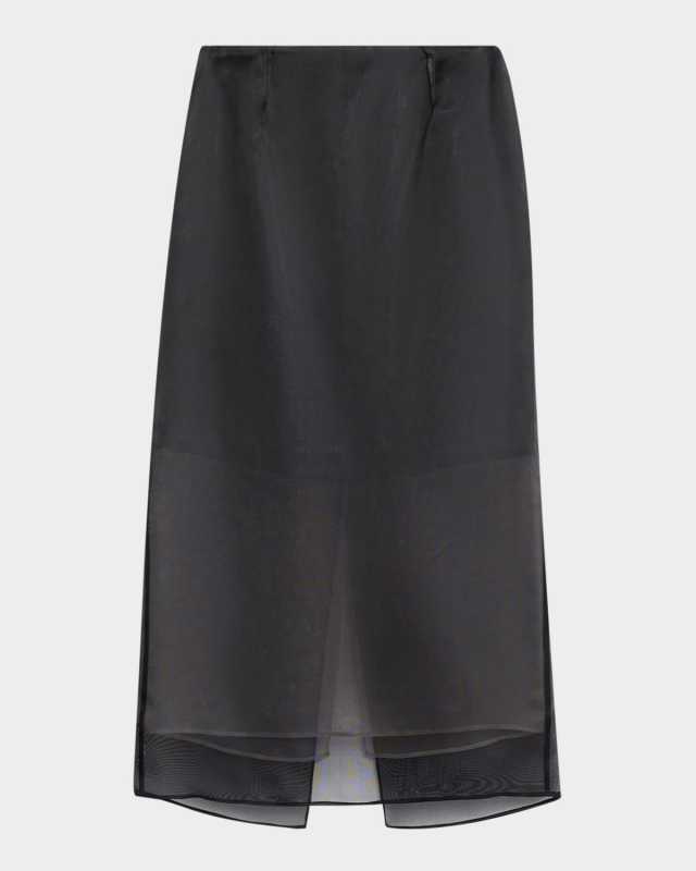 Layered Silk Organza Midi Skirt